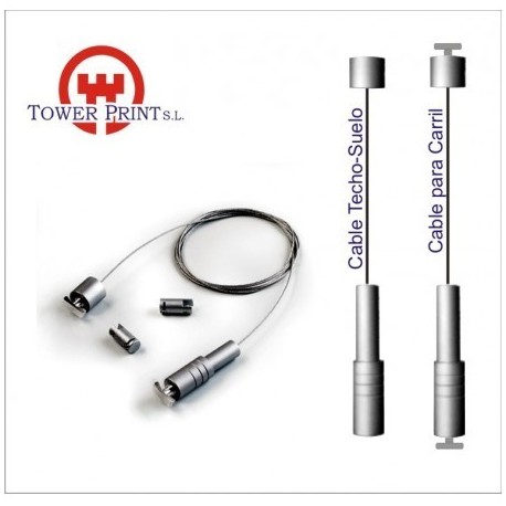 CABLE TENSOR 3 METROS CROMO MATE 1023 TECHO SUELO