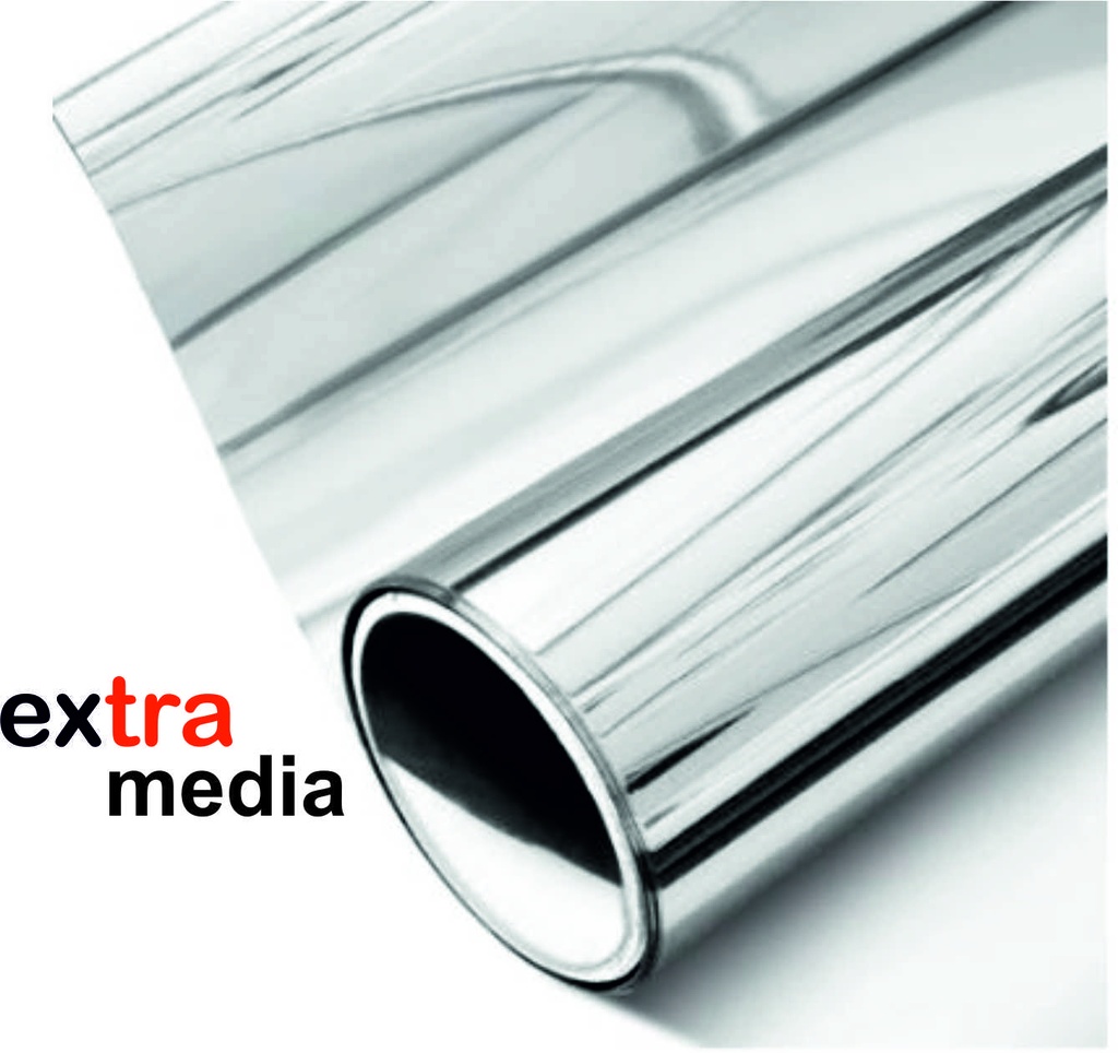 EXTRA MEDIA VINILO PLATA ESPEJO PARA INTERIOR 1.22 X 50 M.L.