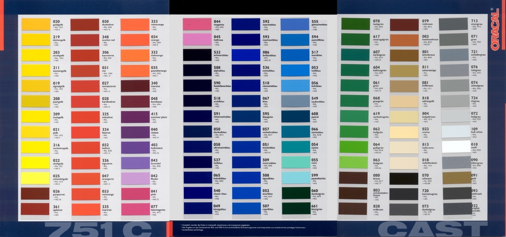 CARTA DE COLORES ORACAL 751