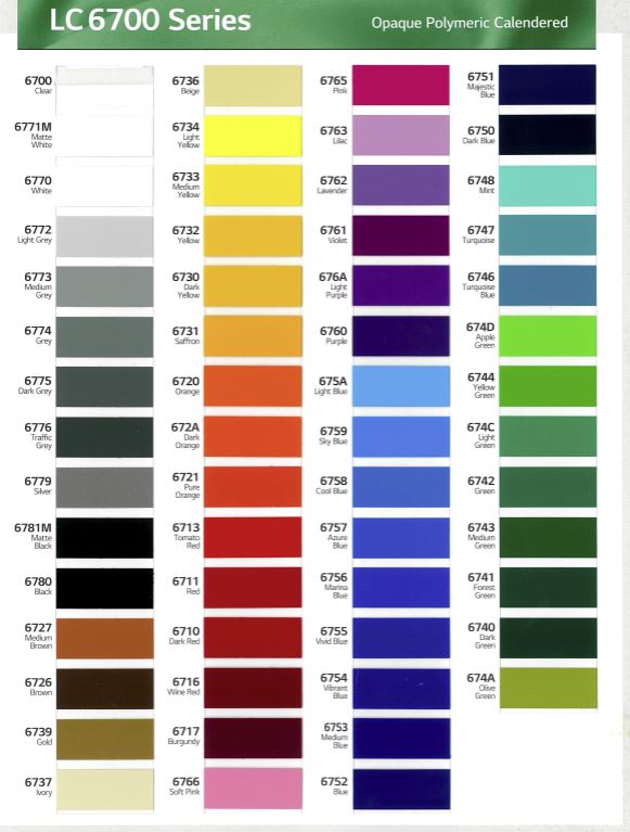 CARTA DE COLORES LX 6700 POLIMERICO 