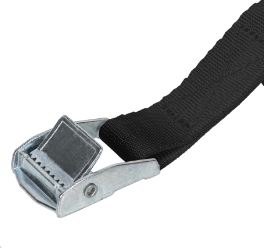 CINCHA NEGRA DE POLIESTER PARA LONAS CON HEBILLA 25 MM X 60CMS. 25 UND
