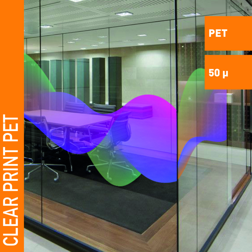 LAMINA DE PET TRANSPARENTE PARA IMPRESION DIGITAL CLEAR PRINT PET 50 MICRAS 1.52 X 30.5MTS. ROLLO