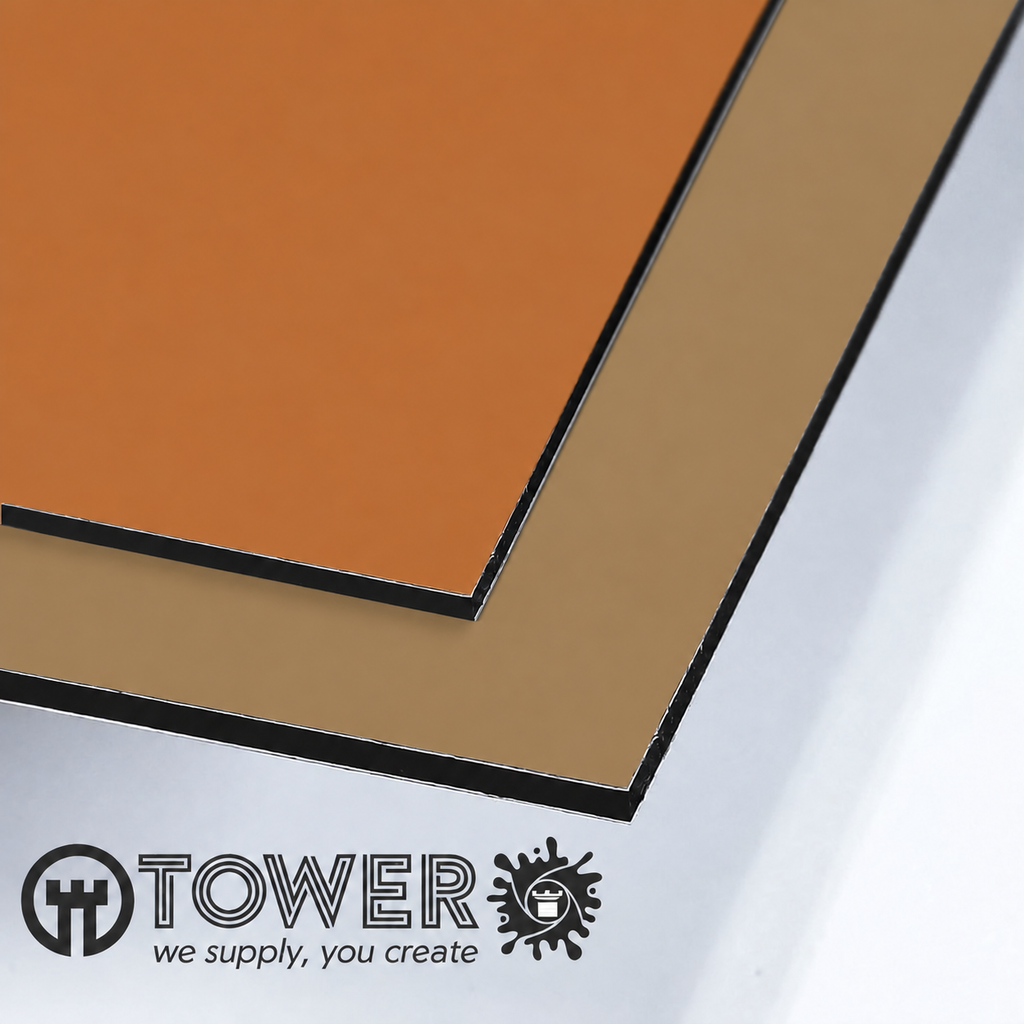 PANEL SANDWICH ALUMINIO 3 MM CARAMELO RAL 8023/MARRON RAL 1011 0.3mm CBOND 3050X1500 