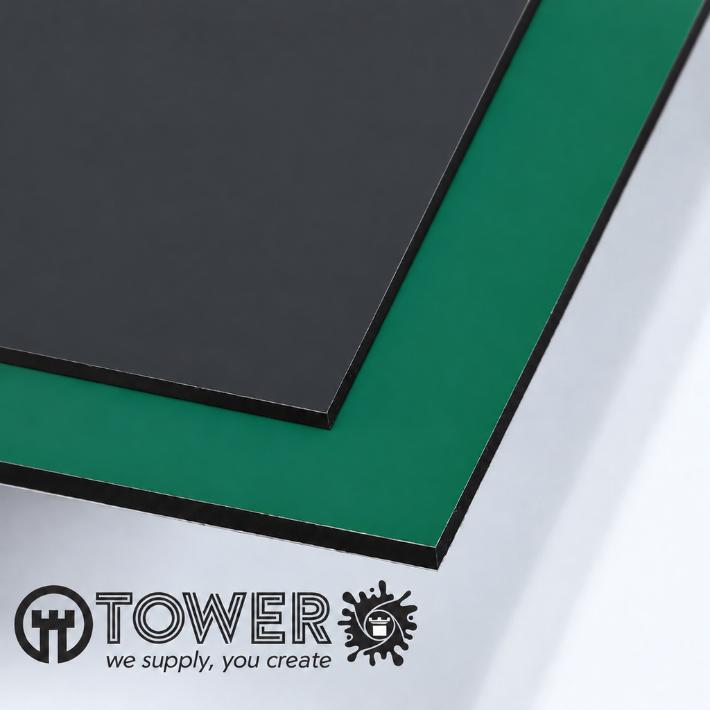 PANEL SANDWICH ALUMINIO 3 MM GRIS ANTRACITA METALIZADO 7011/VERDE RAL 6009 0.3mm CBOND 3050X1500