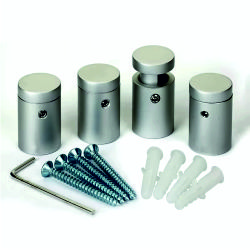 SEPARADOR METALICO PLATA MATE MEDIANO RECTO 15 x 20 mm PARA METACRILATO, PACK 8 UDS.