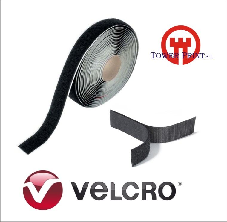 VELCRO ADHESIVO NEGRO HEMBRA 20 MM X 25MTS.