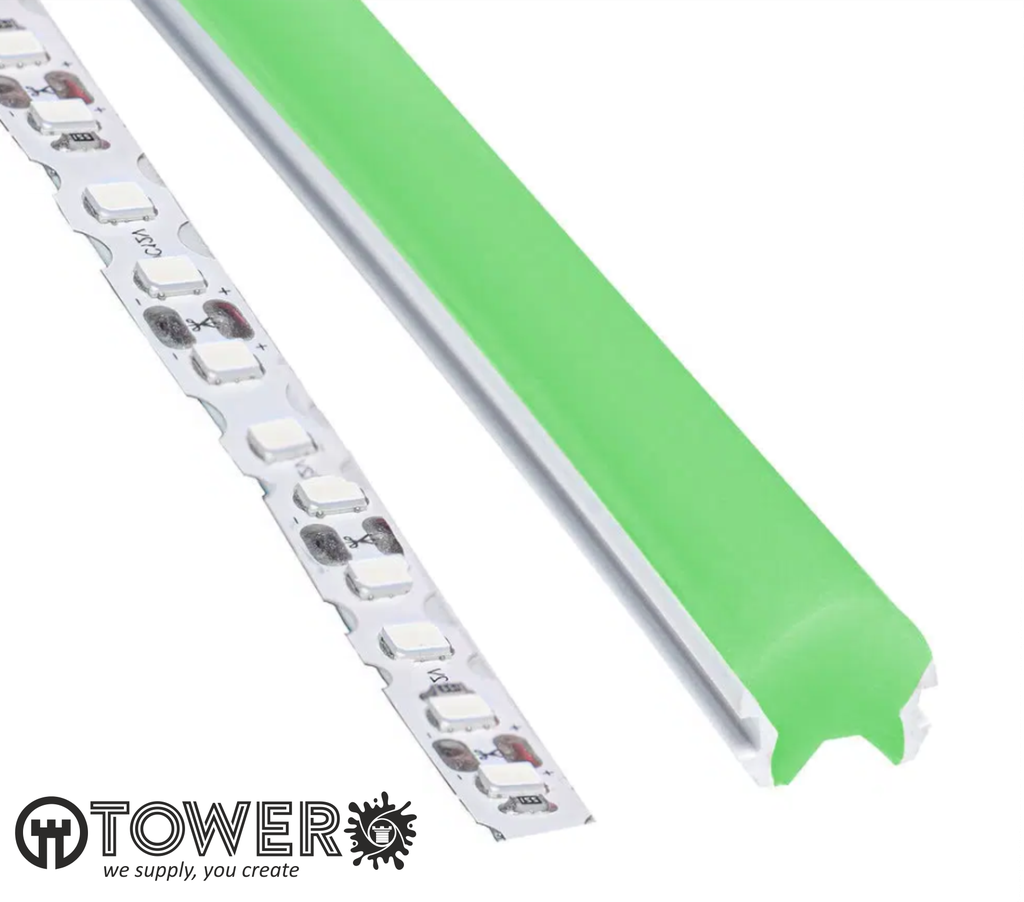 NEONLED FUNDA VERDE 8 MM + TIRA LED ZIG ZAG VERDE, USO INTERIOR. ROLLO DE 20 MTS. (ref.908885)