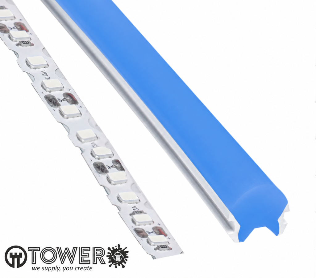 NEONLED FUNDA AZUL 8 MM + TIRA LED ZIG ZAG AZUL, ROLLO DE 20 MTS. (ref.908886)