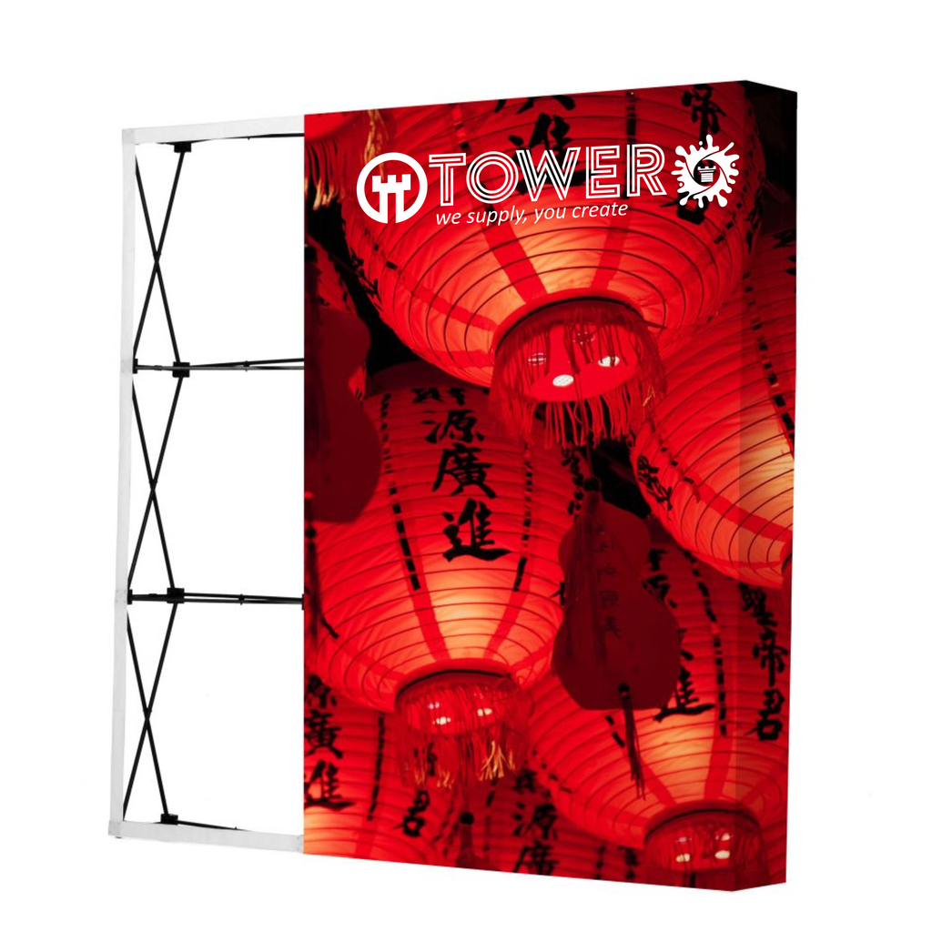 DISPLAY POP UP TEXTIL VELCRO 1 CARA 5 X 3 MODULOS BLACK STRUCT (gráfica de 3700 x 2250 mm )