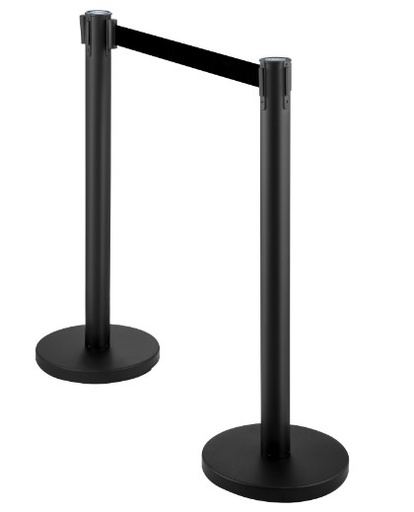 [TAPOSTEXT] POSTE EXTENSIBLE NEGRO CON CINTA RETRACTIL NEGRA DE 2.10 MTS. pack 2 unidades