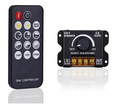 [GTDIMREGEFE30.] PROGRAMADOR LED MONOCANAL CON REGULADOR DIMMER Y EFECTOS CON MANDO A DISTANCIA 12/24v. 30A.