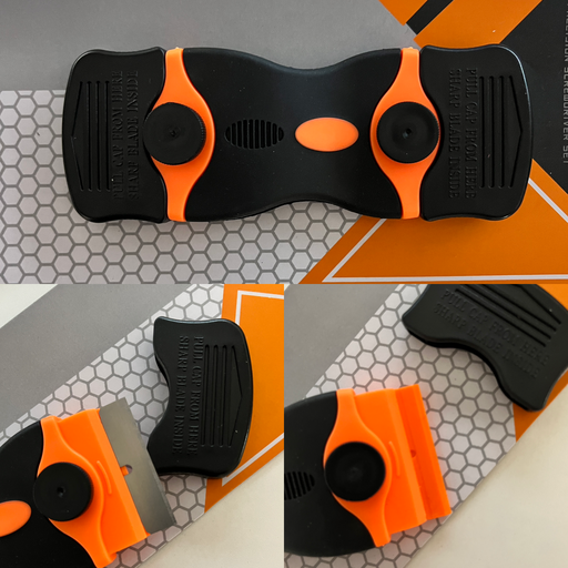 [96700747] RASQUETA DOBLE CUTTER/PLASTICO NARANJA PARA RETIRAR VINILO + RECAMBIOS