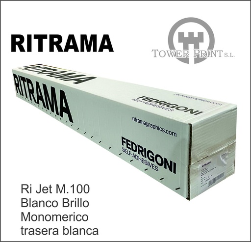 [30RJB160P] RI.JET 100 BLANCO BRILLO ADH. PERMANENTE 05049 160x50,BOBINA.