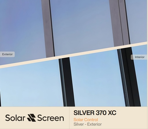 [167SILVER370XC/152] LAMINA SOLAR EXTERIOR SOLAR SCREEN SILVER 370XC 1.52X30.5 MTS. Metro Lineal